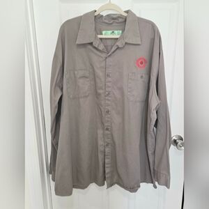 Target Employee Warehouse Grey Button Up Shirt Long Sleeve Men's 4XL Tall Red Ka